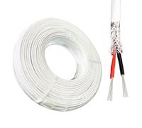 Cavo Schermato Ad Alta Temperatura FEP 18AWG 2 Conduttori 328FT/rotolo, Conduttore In Rame Argentato Calibro 18/2, Schermatura Argento Intrecciato, Filo Elettrico 300V/600V, Bianco(0.5mm²)