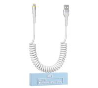 Cavo Smartphone Corto per Apple Carplay[Certificato Apple MFi], Cavo Lightning a Spirale Con luce LED, Caricabatterie Retrattile Cavo Smartphone Spirale con Sincronizzazione Dati per Phone/Pad/Pod