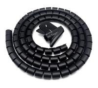 Cavo spirale nero, guaina flessibile, protezione cavi TV, computer, 2m