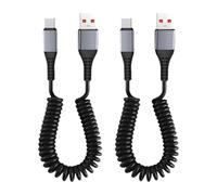 Cavo Spirale USB A a USB C 0.4M-1.5M, 2 Pezzi Cavo USB Type-C Spirale, A a C Ricarica rapida Cavo, per Galaxy A55 A35 A25 A15 S24 S23+ S22 S21 S20, Phone 16/15, Xiaomi