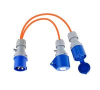 Cavo splitter da 16 A, spina da 16 A a 2 prese da 16 A, adattatore elettrico per roulotte, presa splitter IP44, cavo convertitore a 2 vie, per roulotte, case mobili, camper