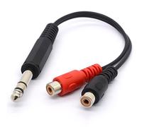 Cavo splitter da 6,35 mm a RCA, jack stereo TRS da 6,35 mm maschio a 2 RCA fono femmina, adattatore per presa, cavo 20 cm