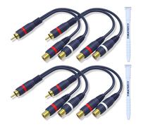 Cavo Splitter RCA Y Adattatore RCA 1 maschio a 2 femmina 15cm Cavo Audio R-CA Subwoofer C-avo Phono AV Coassiale AMP, Home Theater (15 cm, 1-Maschio a 2-Femmina, 4 pezzi)