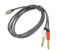 Cavo Splitter USB-C a 2x Jack 6.35mm Maschi Nylon Intrecciato 1.5m LinQ