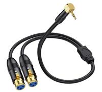 Cavo splitter Y da XLR a 3,5 mm, angolo rettangolare 90 Deg 3,5 mm Mini Jack Stereo maschio su 2 XLR femmina microfono maschio, 1/8 pollici TRS a Dual XLR femmina cavo per laptop, fotocamera (50 cm)