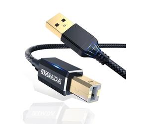 Cavo Stampante USB 2.0, Cavo USB Maschio A Maschio B Placcato in Oro Compatibile per Stampante HP, Canon, Lexmark, Epson, dell, Xerox, ECC (Nero, 20 FT)