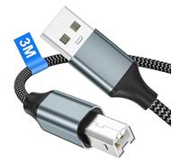 Cavo Stampante USB 3M, Cavo USB 2.0 Tipo A a Tipo B compatibile con HP/Brother/Lexmark/Dell/Envy/Epson/Xerox/Lexmark/Canon/Samsung/Piano, Cavo USB 2.0 Per Stampante Cavo USB A USB B Nylon Intrecciato