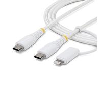 StarTech Cavo di Ricarica USB-C 2-in-1 Robusto da 1 m con Adattatore Lightning, 30W/60W (3A), Certificato Apple MFi, Guaina Intrecciata, iPhone, iPad, Android