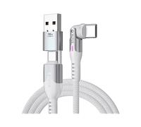 CAVO STATIK PowerPivot Pro, da USB-C a USB-C, 2,0m, Nylon intrecciato, Bianco, Argentocolo