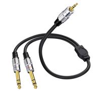 Cavo stereo da 3,5 mm a 6,35 mm, TRS da 3,5 mm a doppio TRS stereo da 6,35 mm, cavo splitter a Y stereo da 1/8" maschio a doppio cavo audio TRS maschio da 1/4 TRS per tablet, lettori e cuffie