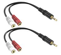 Cavo stereo da 3,5 mm a doppio mono, confezione da 2 pezzi da 6" 1/8" TRS maschio a 2 TS Mono femmina adattatore connettore placcato oro cavo splitter audio Y per cuffie, altoparlante