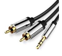 Cavo stereo placcato oro Vention BCFBH da 2 m, 3,5 mm maschio a 2 RCA maschio, nero