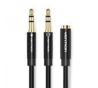 Cavo stereo Vention 2x jack maschio da 35 mm a jack femmina da 35 mm - 03 m - Nero