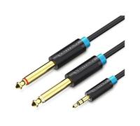 Cavo stereo Vention BACBI da 3 m, jack maschio da 3,5 mm a 2 jack maschi da 6,35 mm, placcato oro, nero