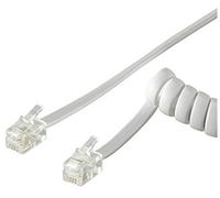 Cavo telefonico spiralato 2mt RJ10 4P4C Bianco