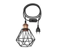 Cavo tessile da 3 m Interruttore a spina RETRA vintage tonalità gabbia bronzo