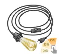 ledscom.de Cavo tessile LEKA 3 m nero con spina + LED Vintage oro 814 lm bianco extra-caldo