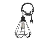 Cavo tessile da 3 m RETRA interruttore a spina vintage nero paralume a gabbia +