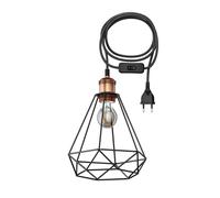 Cavo tessile da 3 m RETRA interruttore a spina vintage paralume a gabbia in