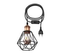 Cavo tessile da 3 m RETRA interruttore a spina vintage paralume a gabbia in