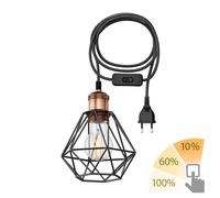 Cavo tessile di 3 m RETRA; interruttore a spina vintage paralume a gabbia in [EEK: D]