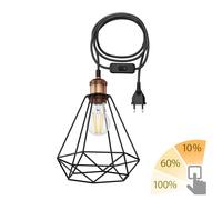 Cavo tessile di 3 m RETRA interruttore a spina vintage paralume a gabbia in