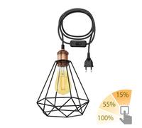 Cavo tessile di 3 m RETRA interruttore a spina vintage paralume a gabbia in [EEK: E]