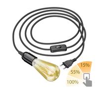 Cavo tessile LEHA 3 m con interruttore a spina e presa E27 nero/bianco incl. [EEK: E]