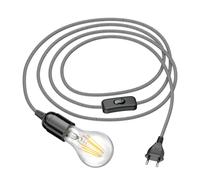 Cavo tessile LEHA 3 m con spina e interruttore bianco/nero incl. LED [EEK: E]
