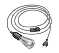 Cavo tessile LEHA 3 m con spina e interruttore nero/bianco incl. lampada LED 240