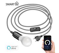 Cavo tessile LEHA 3 m con spina e interruttore nero/bianco incl. lampada LED E27 [EEK: D]