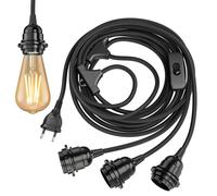 Cavo tessile LEKA interruttore a spina nero 8 m attacco lampada 3x E27 max. 60W