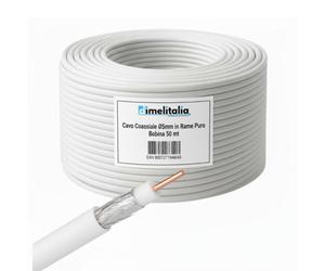 Cavo Tv Ø5 Mm in Rame Puro 75 Ohm Bobina da 50 Metri per Interni Schermati