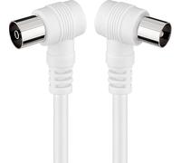 Cavo TV bianco da 1,5 m con connettore ad angolo retto. Perfetto per collegamenti discreti in spazi ristretti e con un design moderno. Ideale per mantenere un ambiente ordinato.
