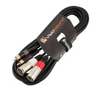 Cavo Twin 2 x XLR Maschio a 2 x Connettore RCA Phono Oro/Cavo Patch Segnale Audio 3m
