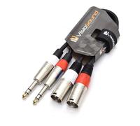 Cavo Twin 2 x XLR Maschio a 2 x Jack Stereo TRS 6.35mm / Cavo Patch Segnale Audio Bilanciato 0.5m