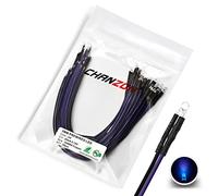 [Cavo UL] Chanzon 20 pezzi Pre Cablati 3mm LED viola luci a diodi (lente trasparente rotonda e trasparente DC 12V) con resistenza da 560 ohm 1/4W e indicatore del cavo 24AWG