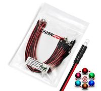 [Cavo UL] Chanzon 20 pezzi Pre Cablati 3mm RGB LED a diodi lampeggianti veloci (lente trasparente rotonda e trasparente DC 12V) con resistenza da 560 ohm 1/4W e indicatore di Cavo da 24AWG