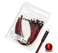 [Cavo UL] Chanzon 20 pezzi Pre Cablati 5mm LED rossi lampeggianti a diodi (lente trasparente rotonda e trasparente DC 12V) con resistenza da 680 ohm 1/4W e indicatore di Cavo da 24AWG