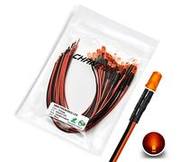 [Cavo UL] Chanzon 20 pezzi Pre Cablati 5mm Lente Arancione LED Diodi Luci (Lente Smerigliata Diffusa Rotonda DC 12V) 680 ohm Resistenza 1/4W e Indicatore Cavo 24AWG Diodi Emettitori Luce Illuminazione