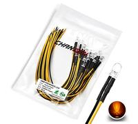 [Cavo UL] Chanzon 20 pezzi Pre Cablati 5mm luci a diodi LED lampeggianti gialli (lente trasparente rotonda e trasparente DC 12V) con resistenza da 680 ohm 1/4W e indicatore di Cavo da 24AWG