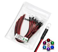 [Cavo UL] Chanzon 20 pezzi Pre Cablati 5mm RGB LED a diodi lampeggianti veloci (lente trasparente rotonda e trasparente DC 12V) con resistenza da 560 ohm 1/4W e indicatore di Cavo da 24AWG