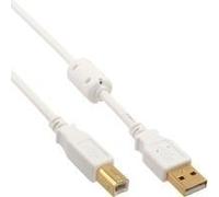 Cavo USB 2.0 - da A a B - bianco - oro - con nucleo in ferrite - 0,5 m