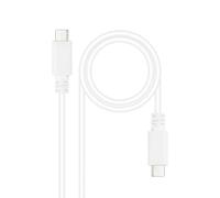 NANOCABLE 10.01.2301-L150-W - Cavo da USB-C a USB-C 3A, uso principale per telefoni cellulari, tablet, laptop, ecc. USB 2.0, carica fino a 3 Ampere, maschio-maschio, bianco, 1,5 metri
