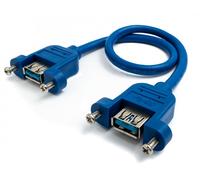 System-S Cavo USB 3.0 da 30 cm tipo A femmina a femmina, adattatore a vite in blu