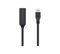 Cavo USB 3.0 di estensione con amplificatore e alimentazione, Tipo A/M-A/H, Nero, 15 m