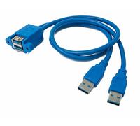 Cavo USB 3.0 Doppio 50 Cm 2x Tipo A Spina A 2x Tipo A Presa Vite In Blu