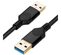 Cavo USB 3.0 maschio a maschio, cavo dati USB A a USB A ad alta velocità compatibile con disco rigido, dispositivo di raffreddamento per laptop, set-top box, TV/fotocamera e altro ancora (nero, 1 ft)