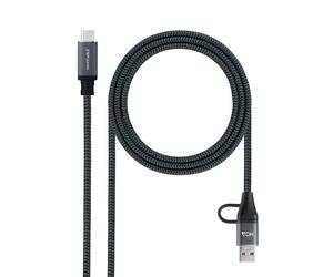Cavo USB 3.2 Gen2x2 Nanocable 20 Gbps 100W USB-C a USB-C 1,5 m Grigio/Nero
