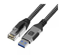 Techly 369670 Cavo USB 3.2 Tipo A Maschio a Ethernet RJ45 Maschio 3 Metri Nero/Argento